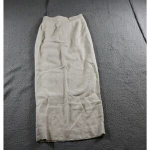 New Posse Linen Skirt Natural Small Beige Emma High Waisted Pencil Zip Up Slit